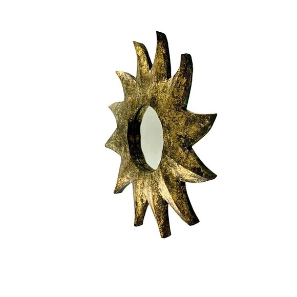 Mirror Sunburst Design Vintage Light Weight Wood MCM Decor - Picture 3 of 4